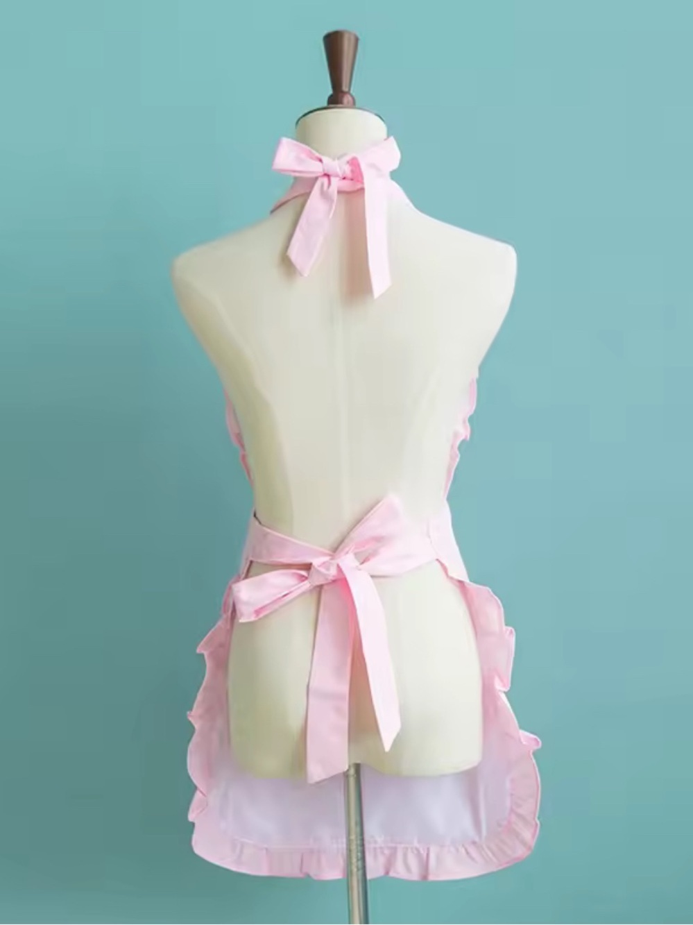 Pink Ruffled Heart Pocket Halter Apron! - Picture 3 of 7